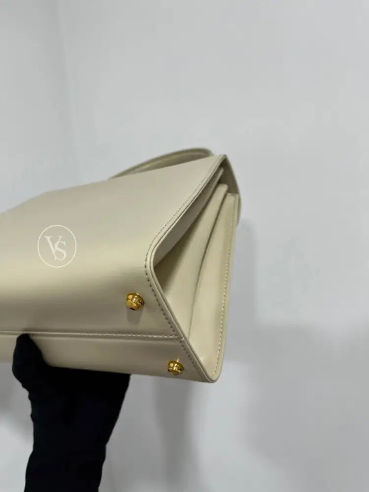 Bally Ivory Box Calf Kelly Handle Shoulder Bag