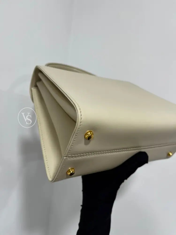 Bally Ivory Box Calf Kelly Handle Shoulder Bag