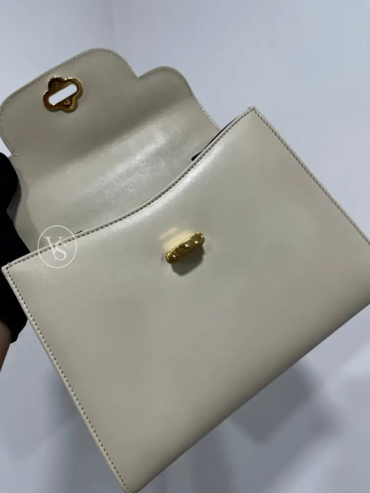 Bally Ivory Box Calf Kelly Handle Shoulder Bag