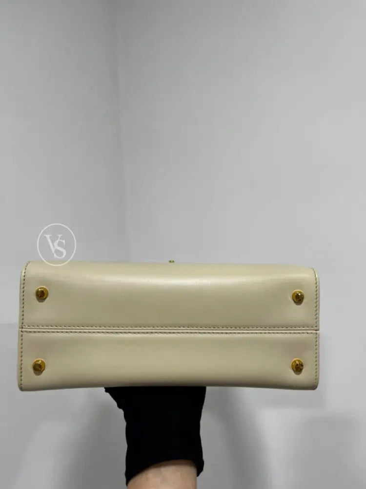 Bally Ivory Box Calf Kelly Handle Shoulder Bag