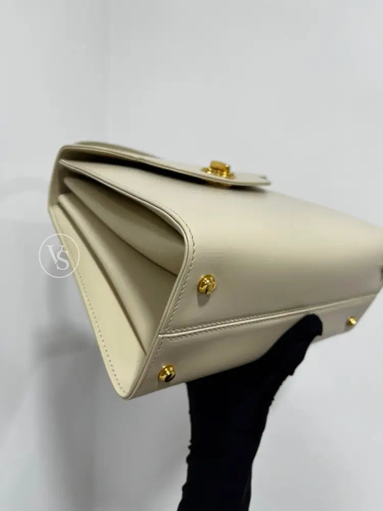 Bally Ivory Box Calf Kelly Handle Shoulder Bag
