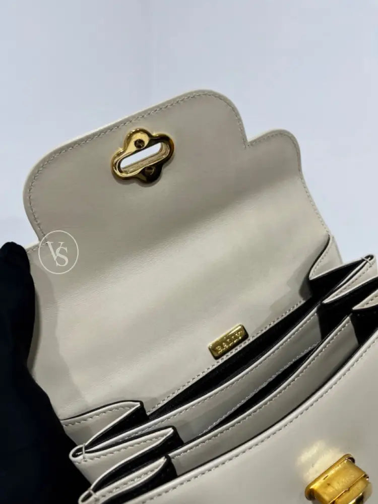 Bally Ivory Box Calf Kelly Handle Shoulder Bag