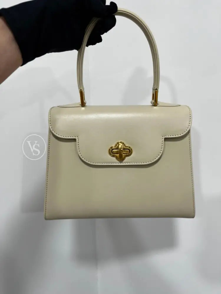 Bally Ivory Box Calf Kelly Handle Shoulder Bag