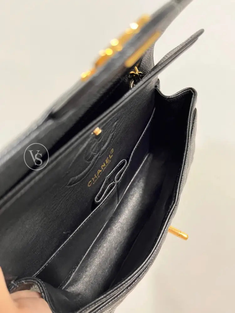 CHANEL 00s Black Caviar Classic Flap CF Shoulder Bag Small in 24k GHW