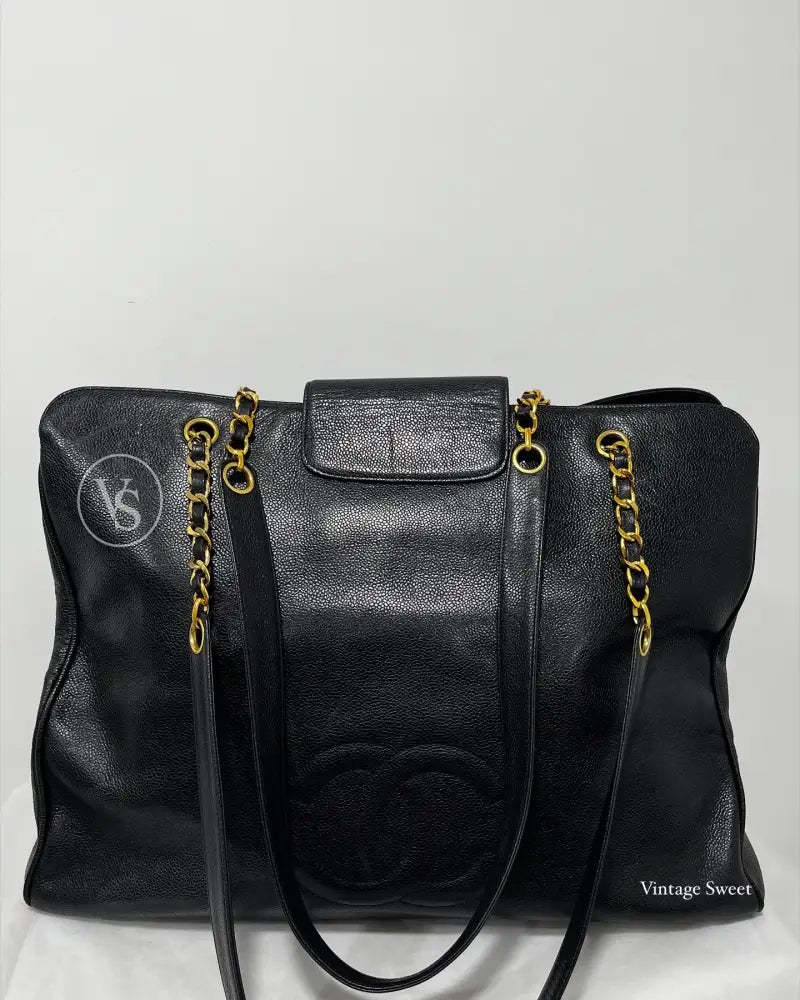 Chanel Black Caviar Supermodel XXL Tote/Shoulder Bag