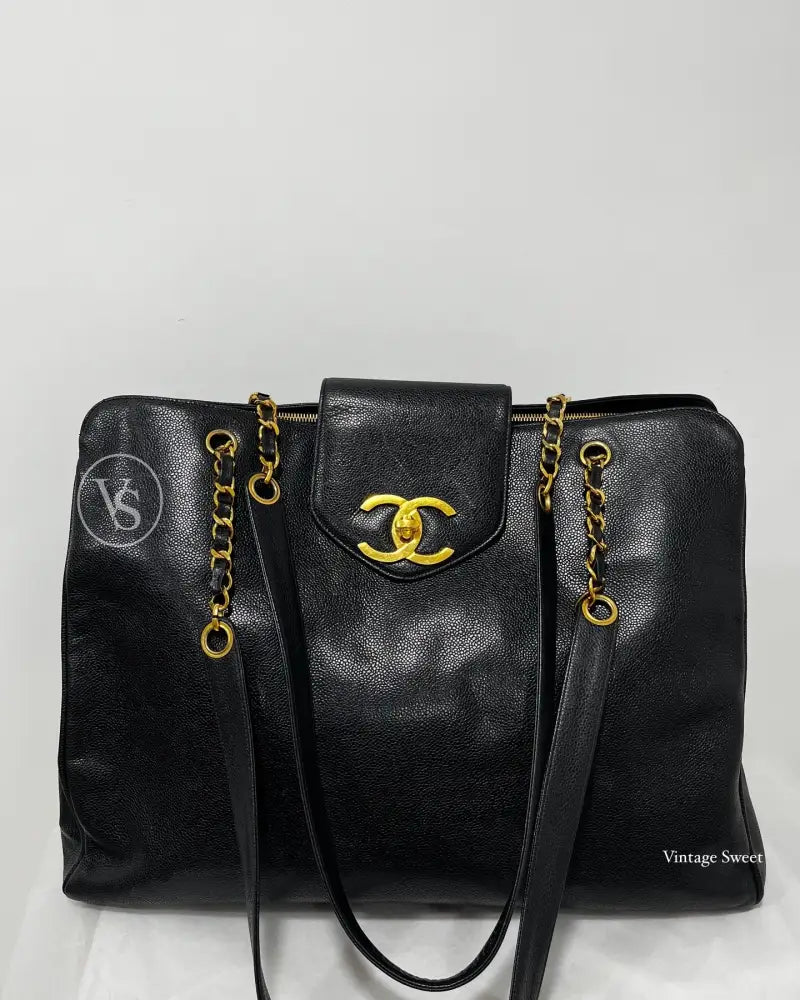 Chanel Black Caviar Supermodel XXL Tote/Shoulder Bag