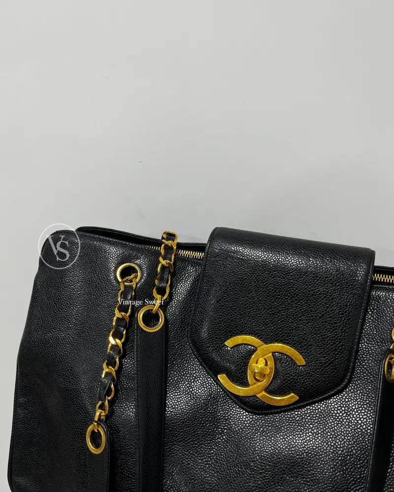 Chanel Black Caviar Supermodel XXL Tote/Shoulder Bag
