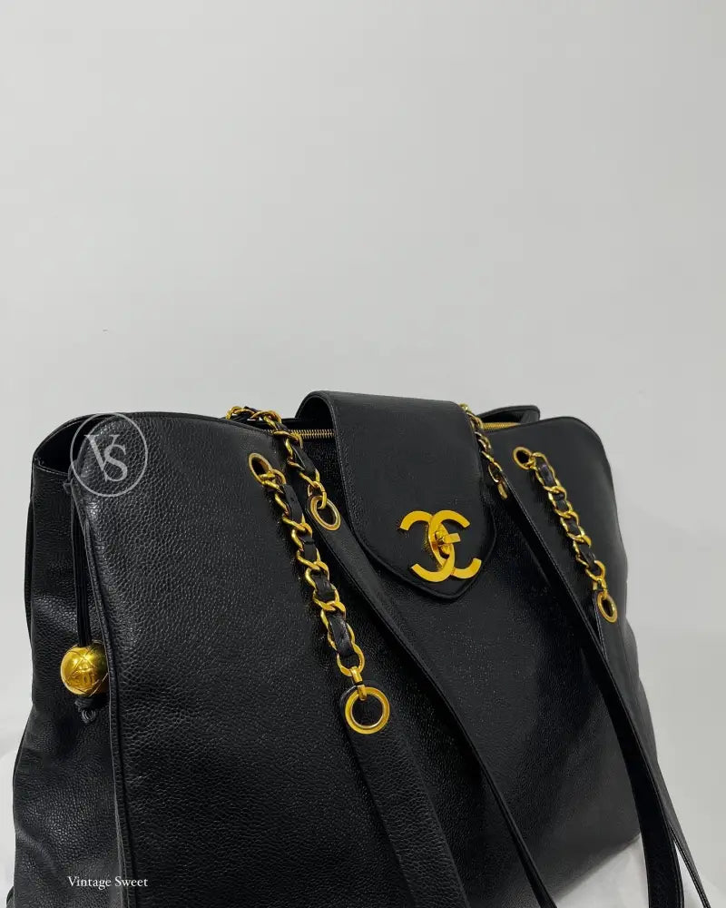 Chanel Black Caviar Supermodel XXL Tote/Shoulder Bag
