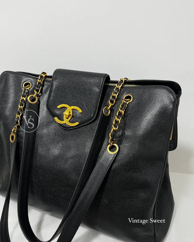 Chanel Black Caviar Supermodel XXL Tote/Shoulder Bag
