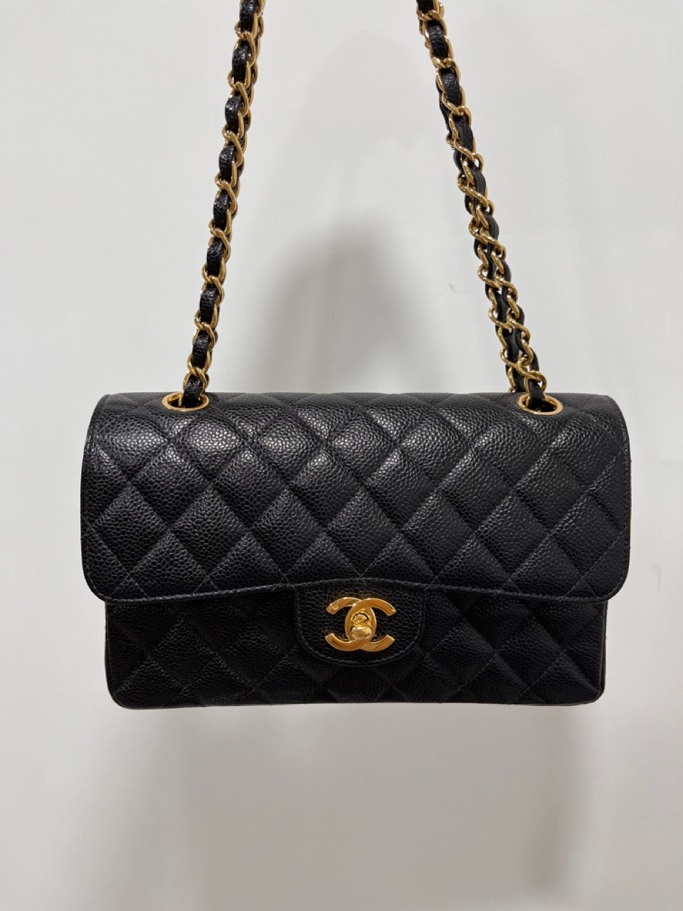 CHANEL 00s Black Caviar Classic Flap CF Shoulder Bag Small in 24k GHW