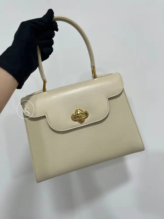 Bally Ivory Box Calf Kelly Handle Shoulder Bag