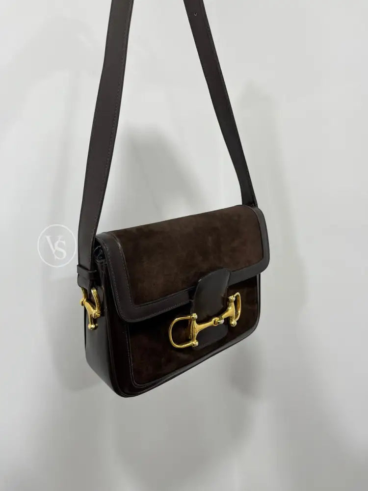 Celine Brown Suede Horsebit Shoulder Bag