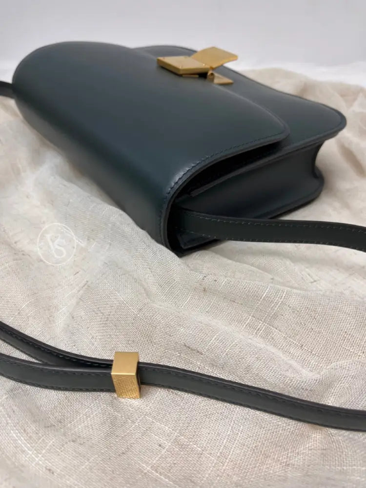 Celine Green Calfskin Box Crossbody Shoulder Bag