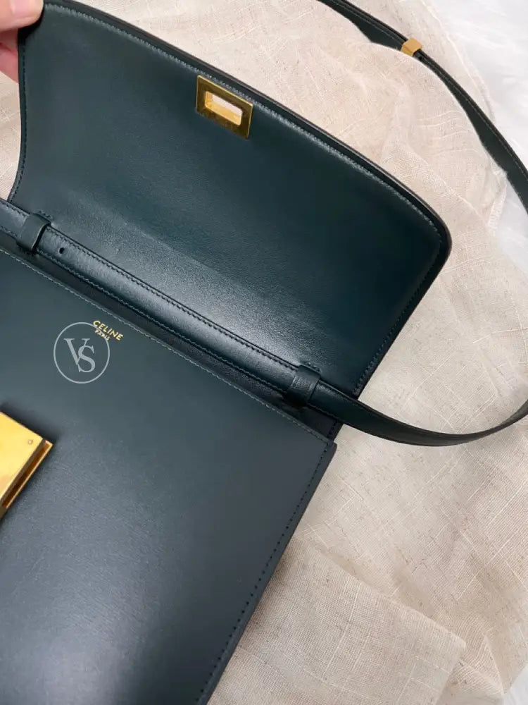 Celine Green Calfskin Box Crossbody Shoulder Bag