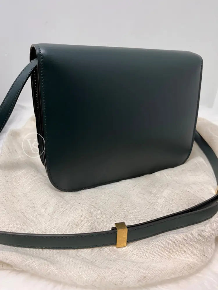 Celine Green Calfskin Box Crossbody Shoulder Bag