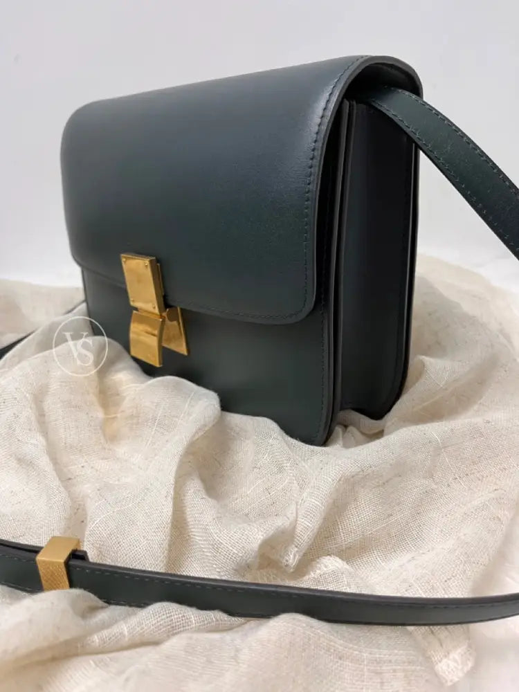 Celine Green Calfskin Box Crossbody Shoulder Bag