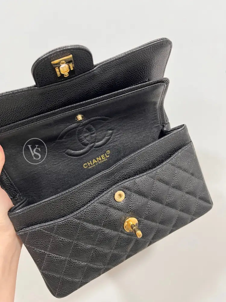 CHANEL 00s Black Caviar Classic Flap CF Shoulder Bag Small in 24k GHW