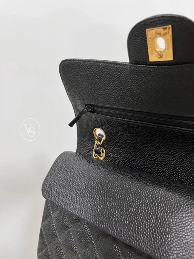 CHANEL 00s Black Caviar Classic Flap CF Shoulder Bag Small in 24k GHW