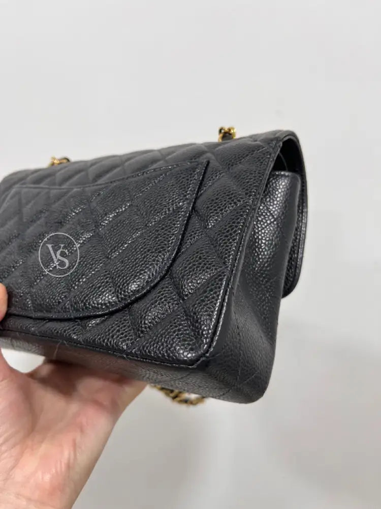 CHANEL 00s Black Caviar Classic Flap CF Shoulder Bag Small in 24k GHW
