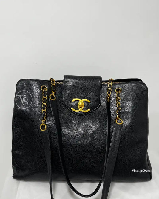 Chanel Black Caviar Supermodel XXL Tote/Shoulder Bag