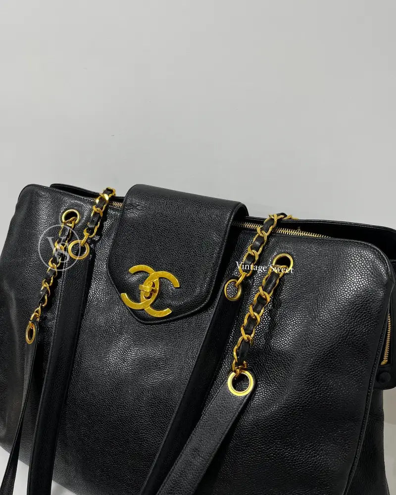Chanel Black Caviar Supermodel XXL Tote/Shoulder Bag