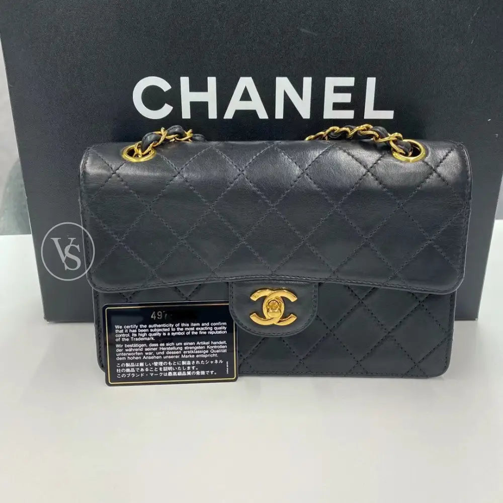 Chanel Black Single Classic Flap Shoulder Bag In 24K Gold Plated Hardware