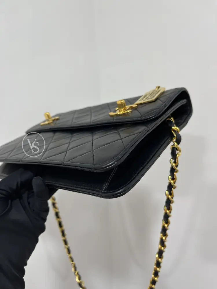 Chanel Lambskin Double Cc Turnlock Briefcase Handle Shoulder Bag