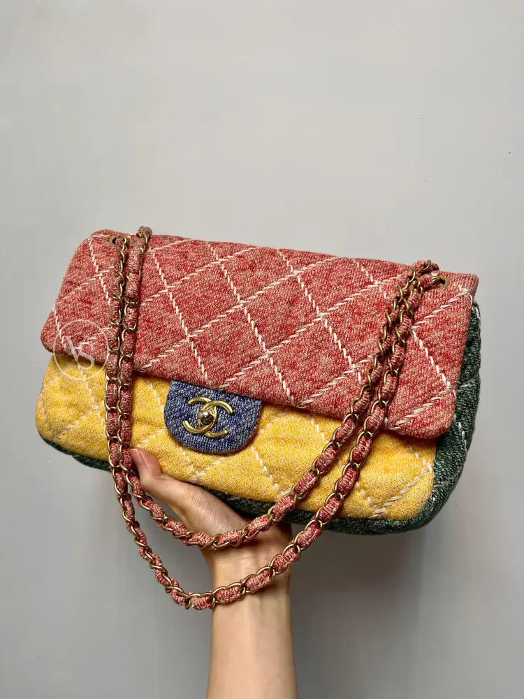 Chanel Multicolour Jersey Ultimate Stitch Flap Bag In Ghw