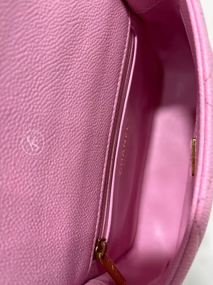 CHANEL Pink Caviar 23P Heart Crush Adjustable Mini Shoulder Crossbody Bag in GHW