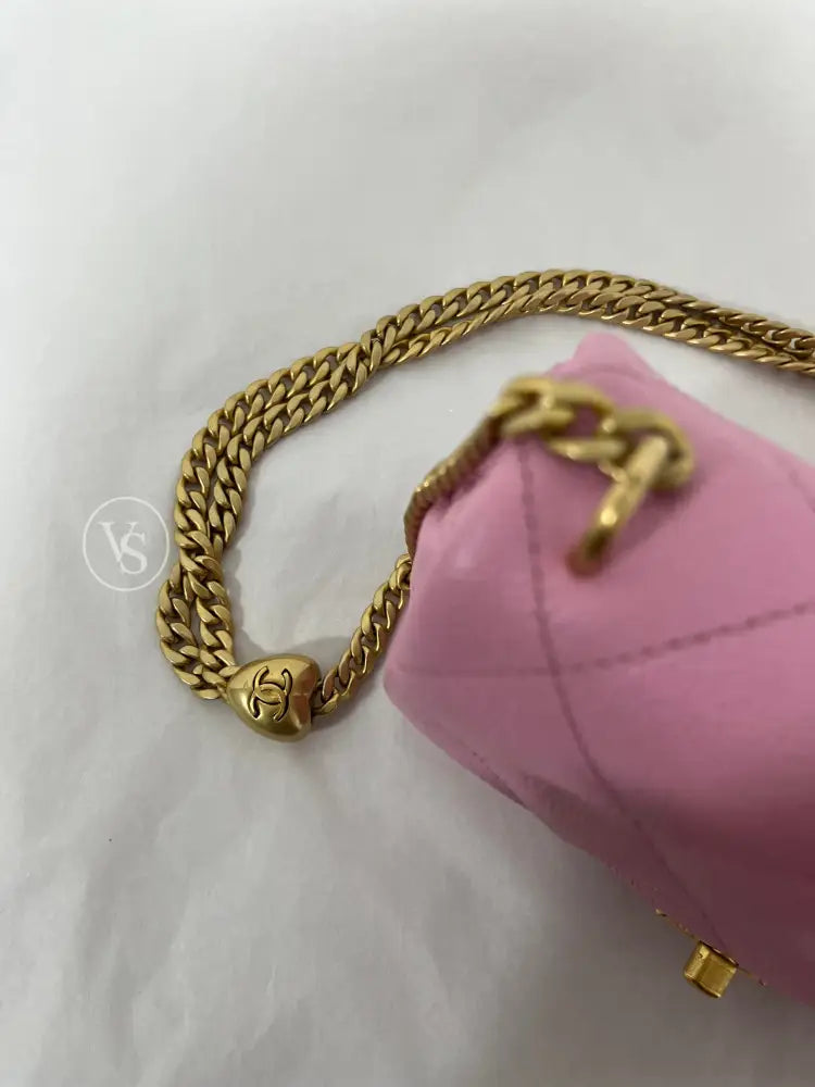 CHANEL Pink Caviar 23P Heart Crush Adjustable Mini Shoulder Crossbody Bag in GHW