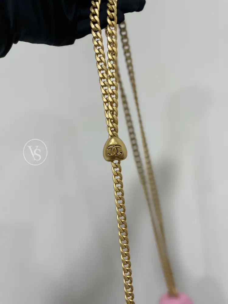 CHANEL Pink Caviar 23P Heart Crush Adjustable Mini Shoulder Crossbody Bag in GHW