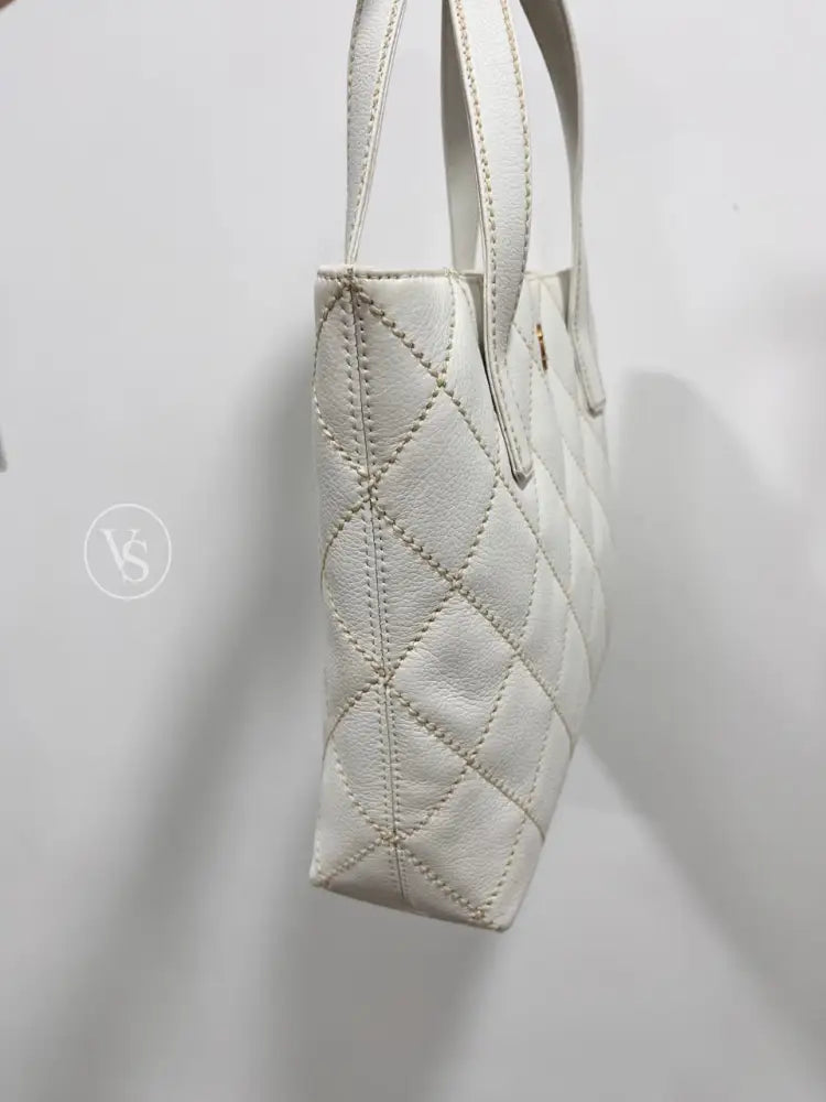 Chanel White Caviar Wild Stitch Tote Bag In 24K Ghw