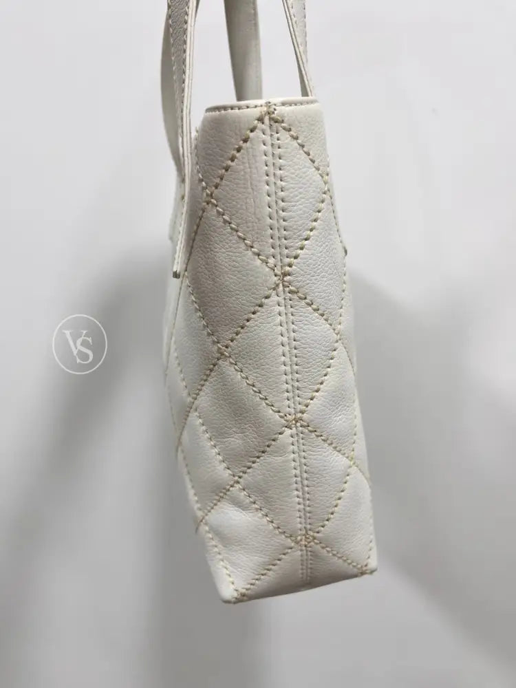 Chanel White Caviar Wild Stitch Tote Bag In 24K Ghw