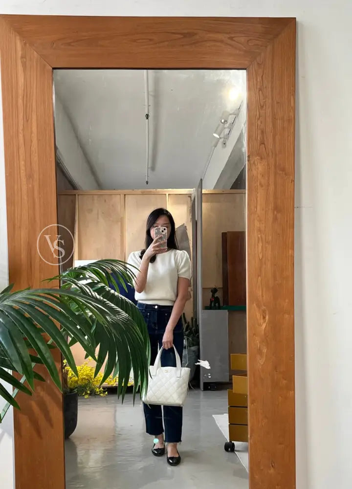 Chanel White Caviar Wild Stitch Tote Bag In 24K Ghw