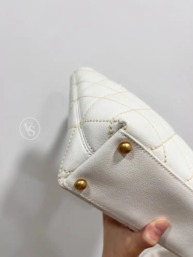 Chanel White Caviar Wild Stitch Tote Bag In 24K Ghw