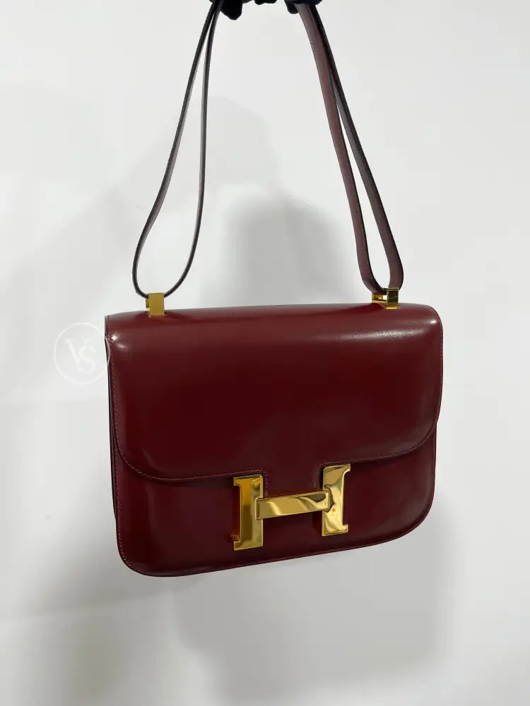 Hermes 1972 Rouge H Burgundy Box Calf Constance 23 Shoulder Bag