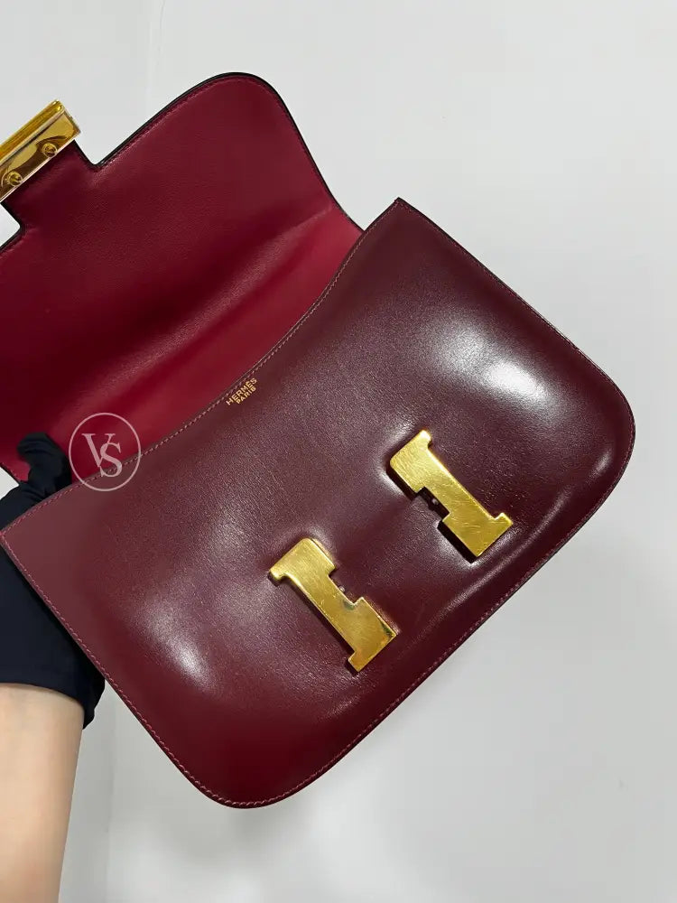 Hermes 1972 Rouge H Burgundy Box Calf Constance 23 Shoulder Bag