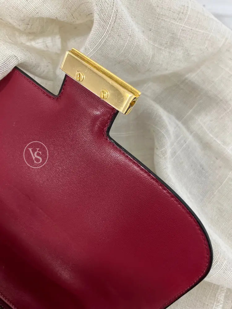Hermes 1972 Rouge H Burgundy Box Calf Constance 23 Shoulder Bag