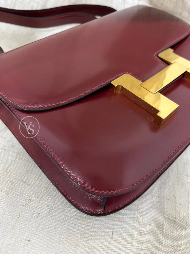 Hermes 1972 Rouge H Burgundy Box Calf Constance 23 Shoulder Bag