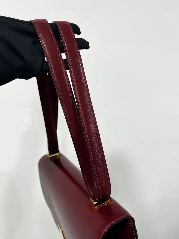 Hermes 1972 Rouge H Burgundy Box Calf Constance 23 Shoulder Bag