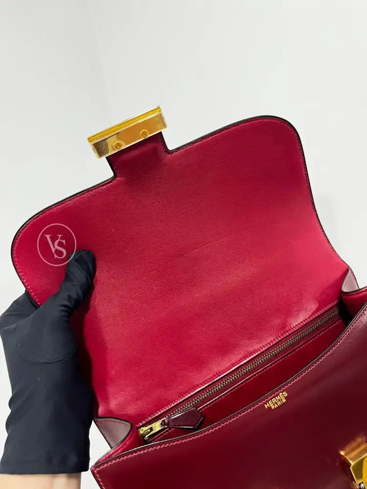 Hermes 1972 Rouge H Burgundy Box Calf Constance 23 Shoulder Bag
