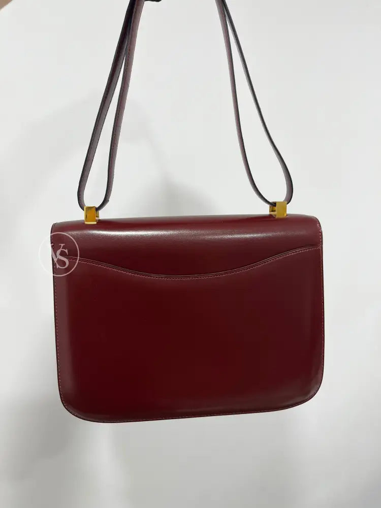 Hermes 1972 Rouge H Burgundy Box Calf Constance 23 Shoulder Bag
