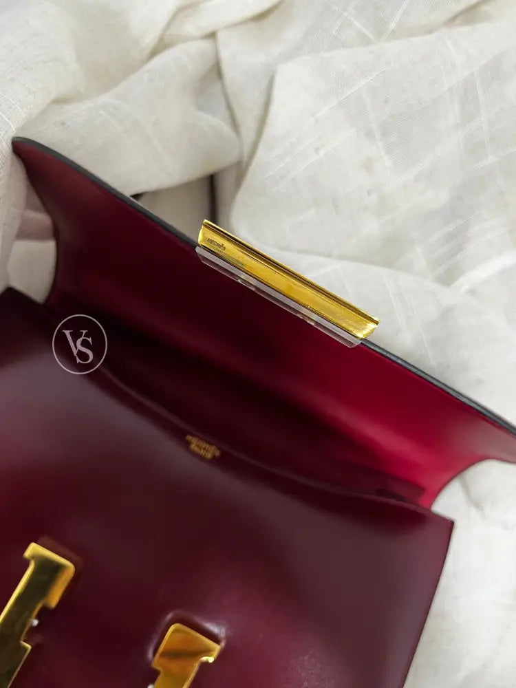 Hermes 1972 Rouge H Burgundy Box Calf Constance 23 Shoulder Bag